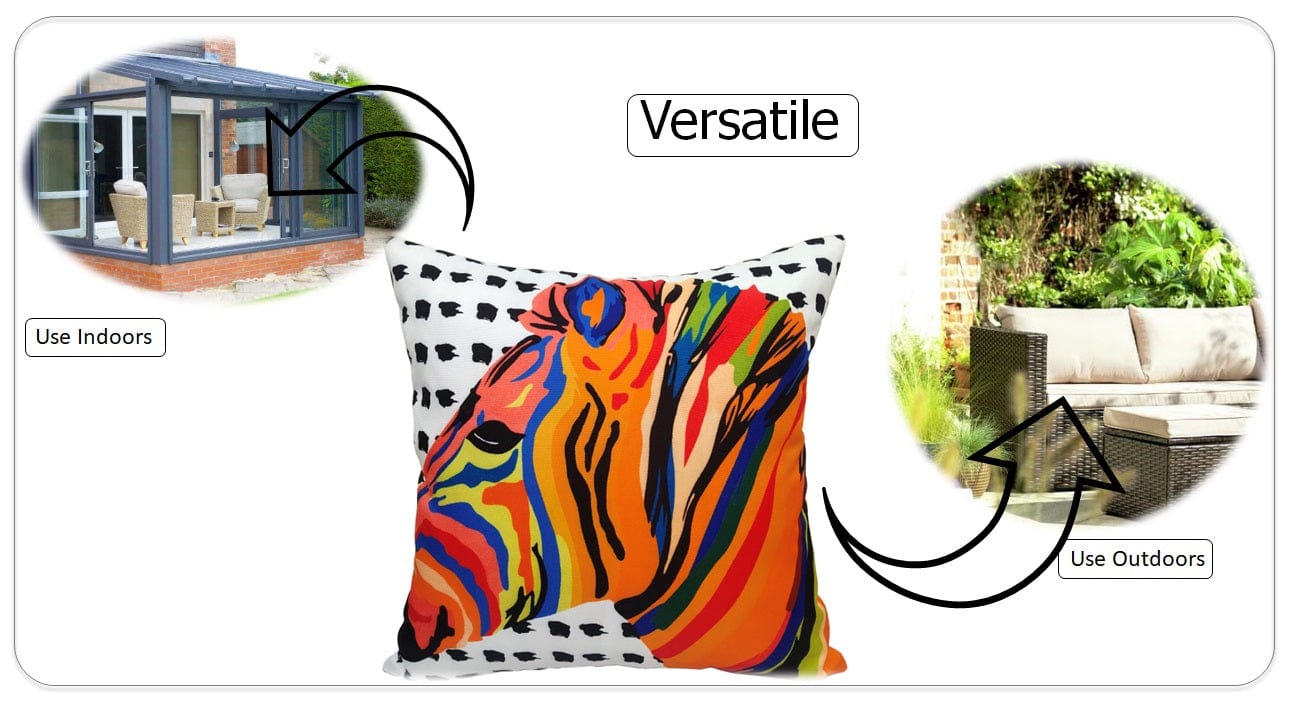 OLIVIA ROCCO Kampala Orange Waterproof Cushion Covers 43 x 43 cm Reversible Breathable Decorative For Indoor Outdoor Patio Garden Sofa Bed Chair