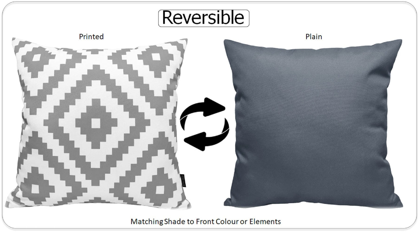 OLIVIA ROCCO Nairobi Silver Waterproof Cushion Covers 43 x 43 cm Reversible Indoor Outdoor Breathable Patio Garden Sofa Bed Chair