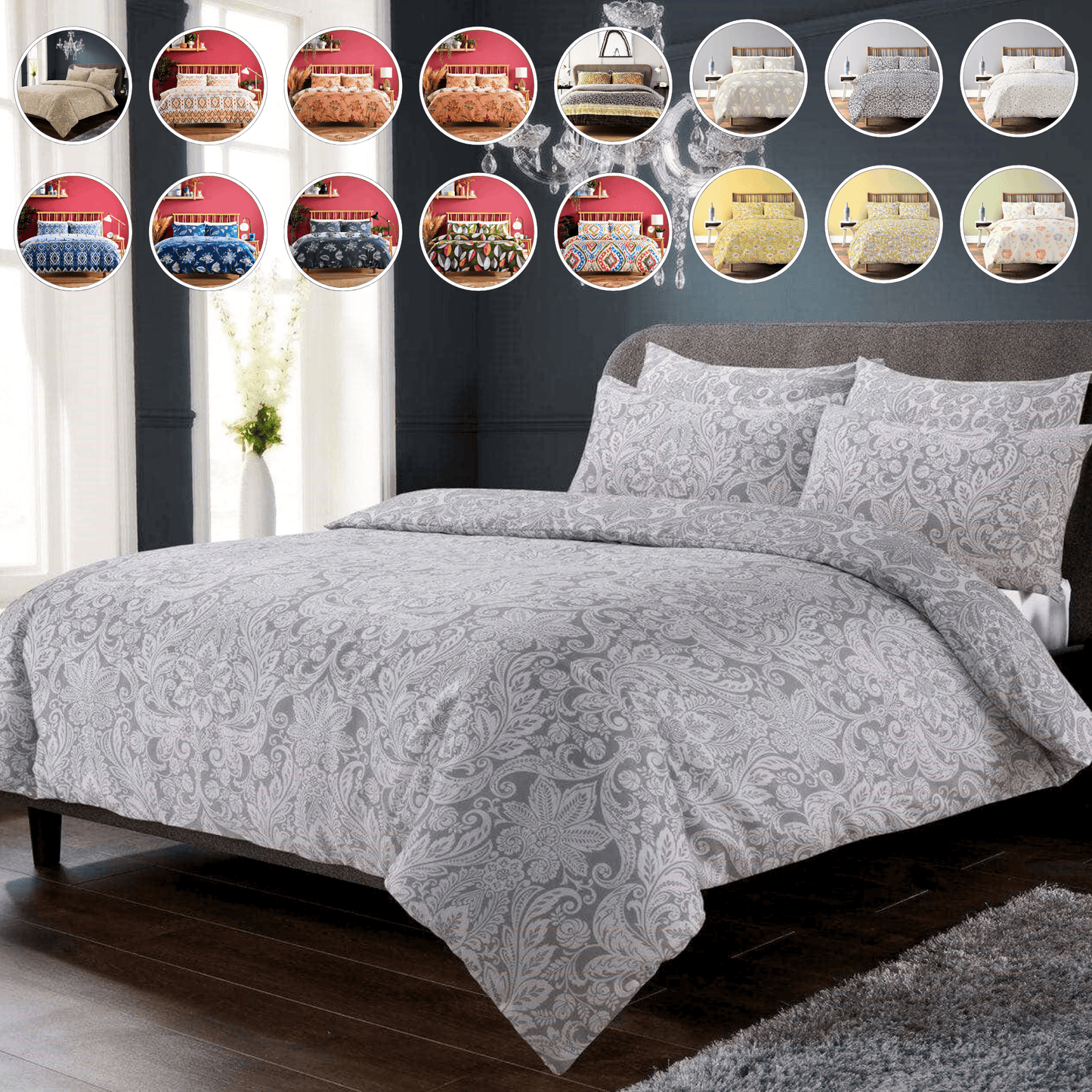 OLIVIA ROCCO Luxury Super Soft Cotton Rich Duvet Sets Easycare Comfortable Bedding Includes Duvet Cover & Pillowcases in Single Double King Size