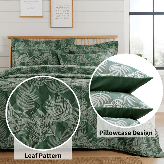 Leaf Jacquard Reversible Duvet Cover Sets in Grey and Pink with Cotton Blend for Ultimate Comfort Eco-Friendly Bedding in King Queen Double Single Sizes by OLIVIA ROCCO