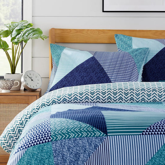 Jasper Teal Durable Printed Duvet Cover Set with Button Closure by OLIVIA ROCCO - Elegant Bedroom Decor in Single, Double, and King Sizes - Premium Polyester