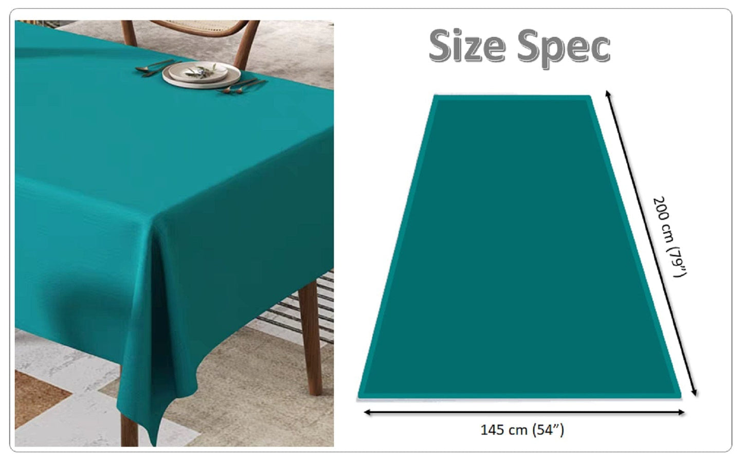 Waterproof Stain Resistant Rectangular Polyester Tablecloth Picnic Mat 145x200cm for Kitchen Dining Indoor Outdoor by OLIVIA ROCCO