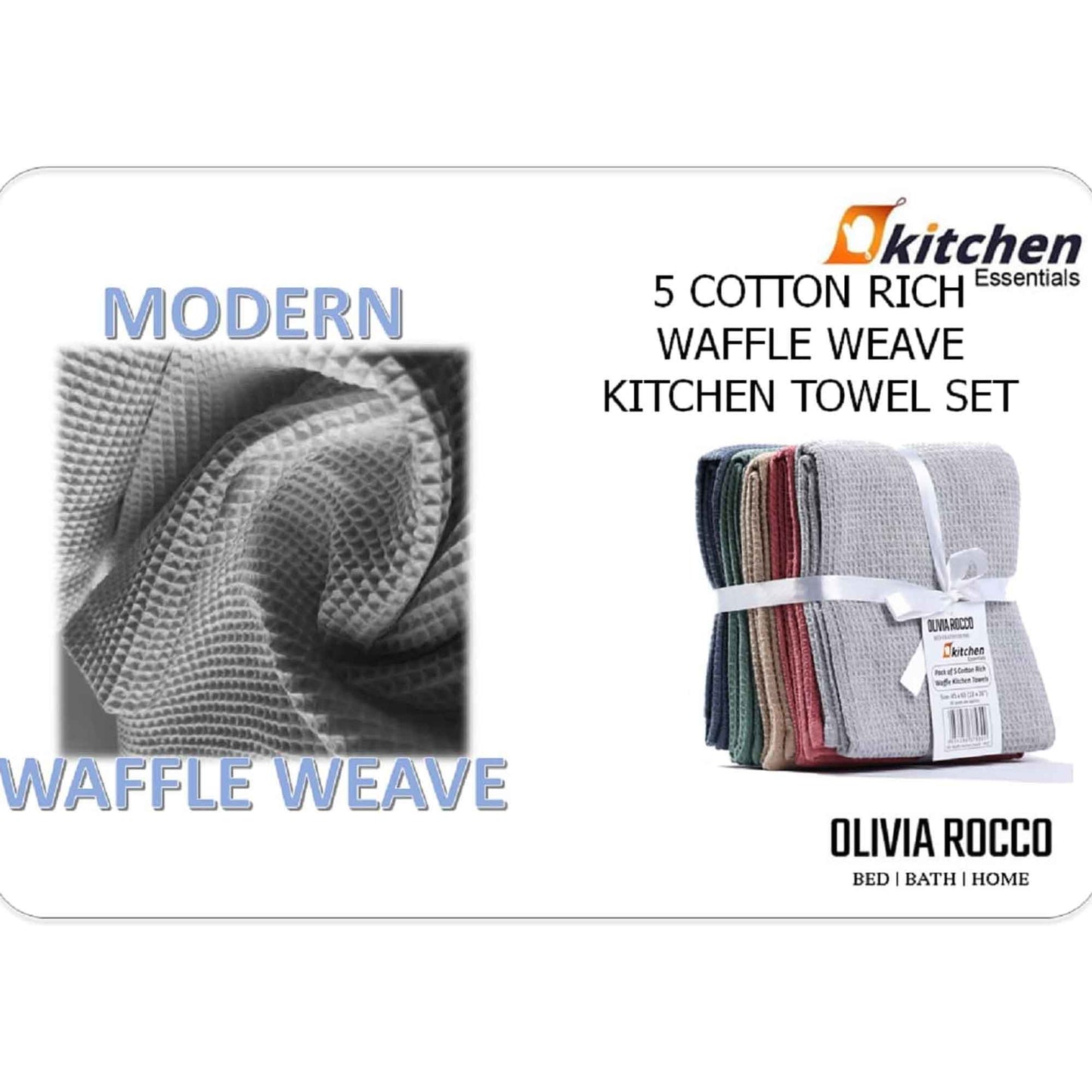 20 Pack Tea Towel Waffle Kitchen Tea Towels Cotton Absorbent Long Lasting Catering Bar Dish Towel Assorted by OLIVIA ROCCO