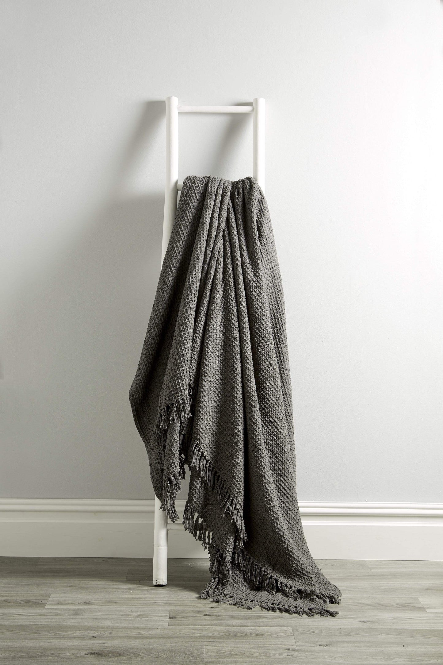 Lisbon Pure Indian Cotton Handwoven Honeycomb Throw Blanket Luxurious Soft Lightweight Easycare Cover for Sofa Bed or Living Room Available in 10 Colours and Sizes by OLIVIA ROCCO