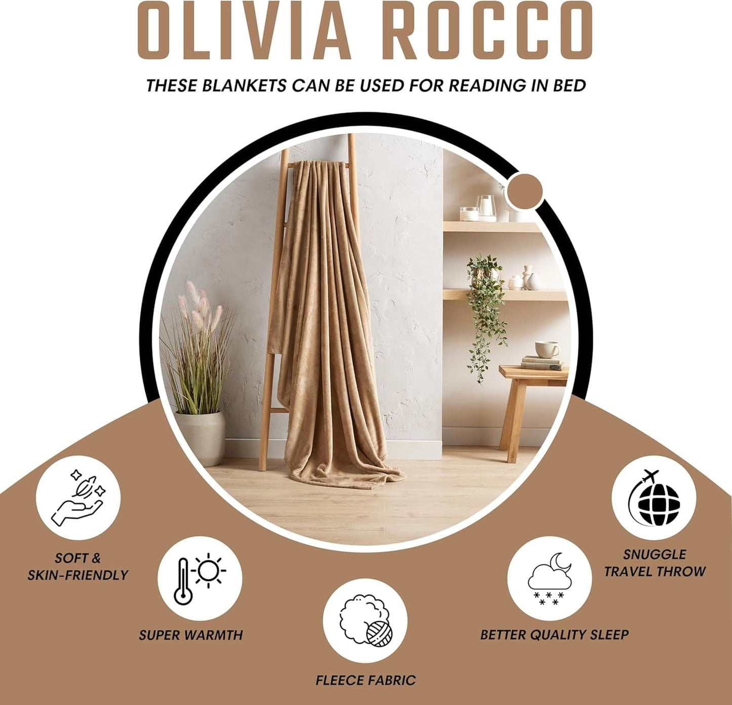 OLIVIA ROCCO Flannel Ultra Soft Fleece Throw Blanket Lightweight All Season For Bed Sofa