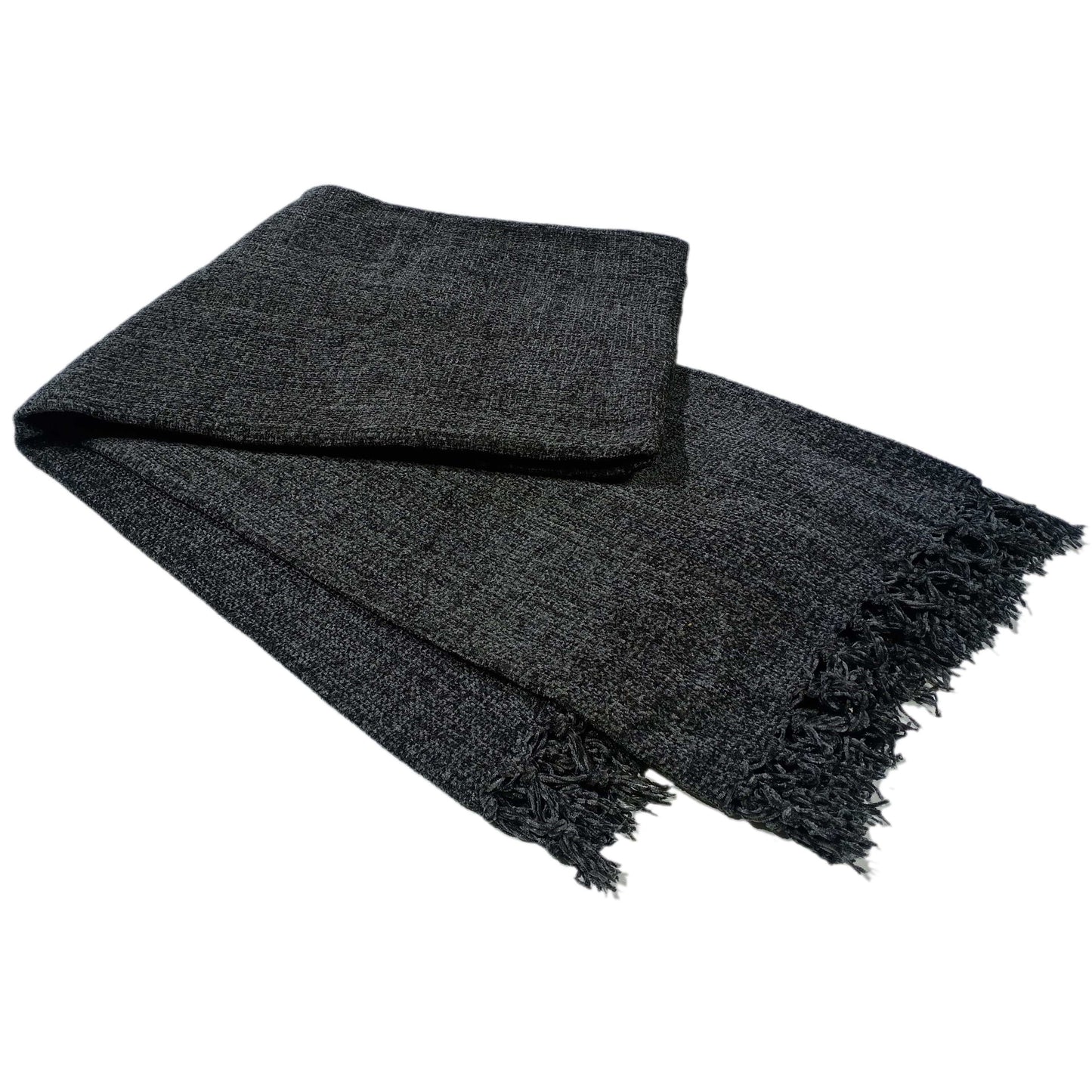 Chenille Tassel Elegant Throw Blanket for Couch Sofa Bed All-Season Soft Luxury by OLIVIA ROCCO