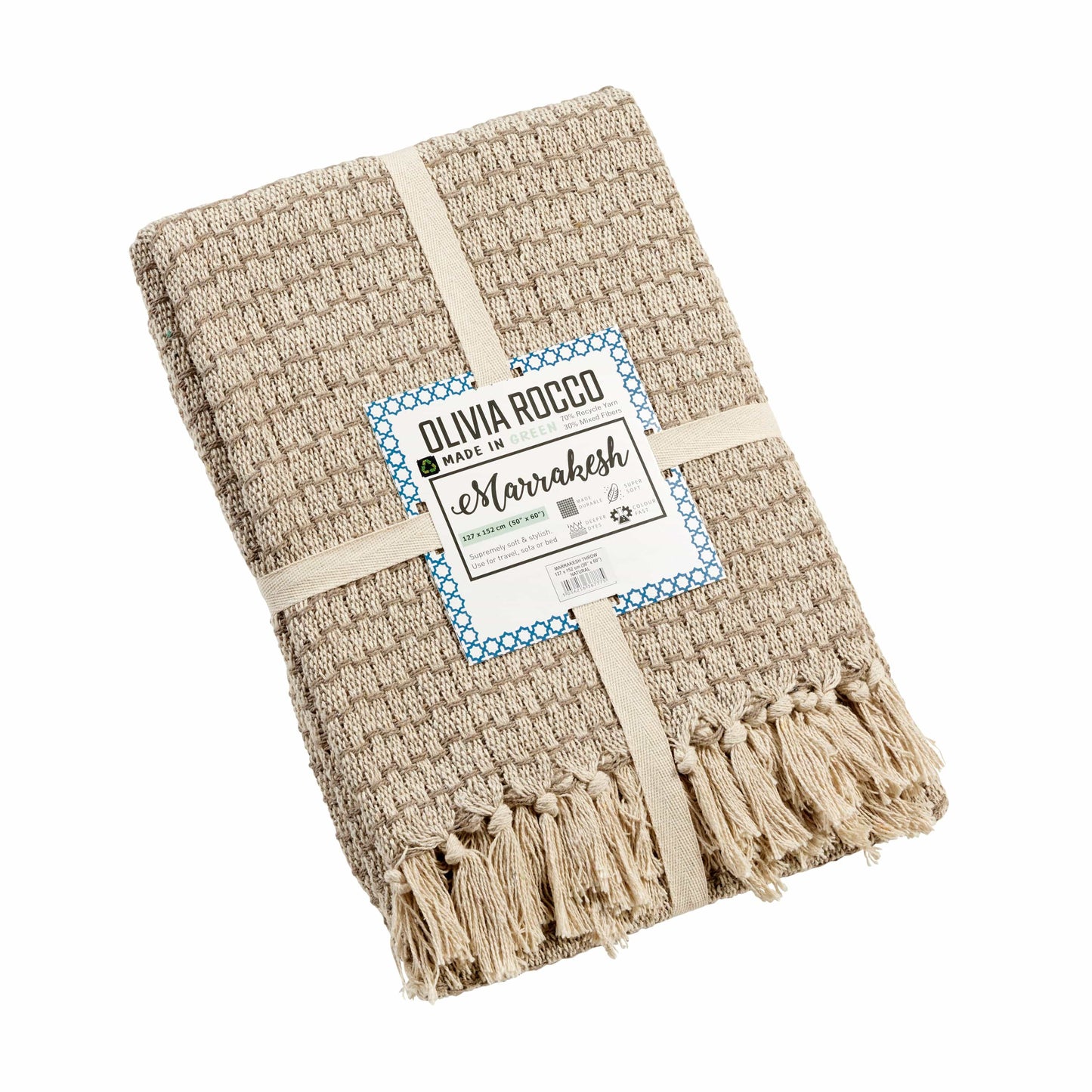 Cotton Throw Eco-Friendly Super Soft Cotton Throws Lightweight Sustainable Recycled Cotton for Sofa Bed Chair Calming Colours By OLIVIA ROCCO
