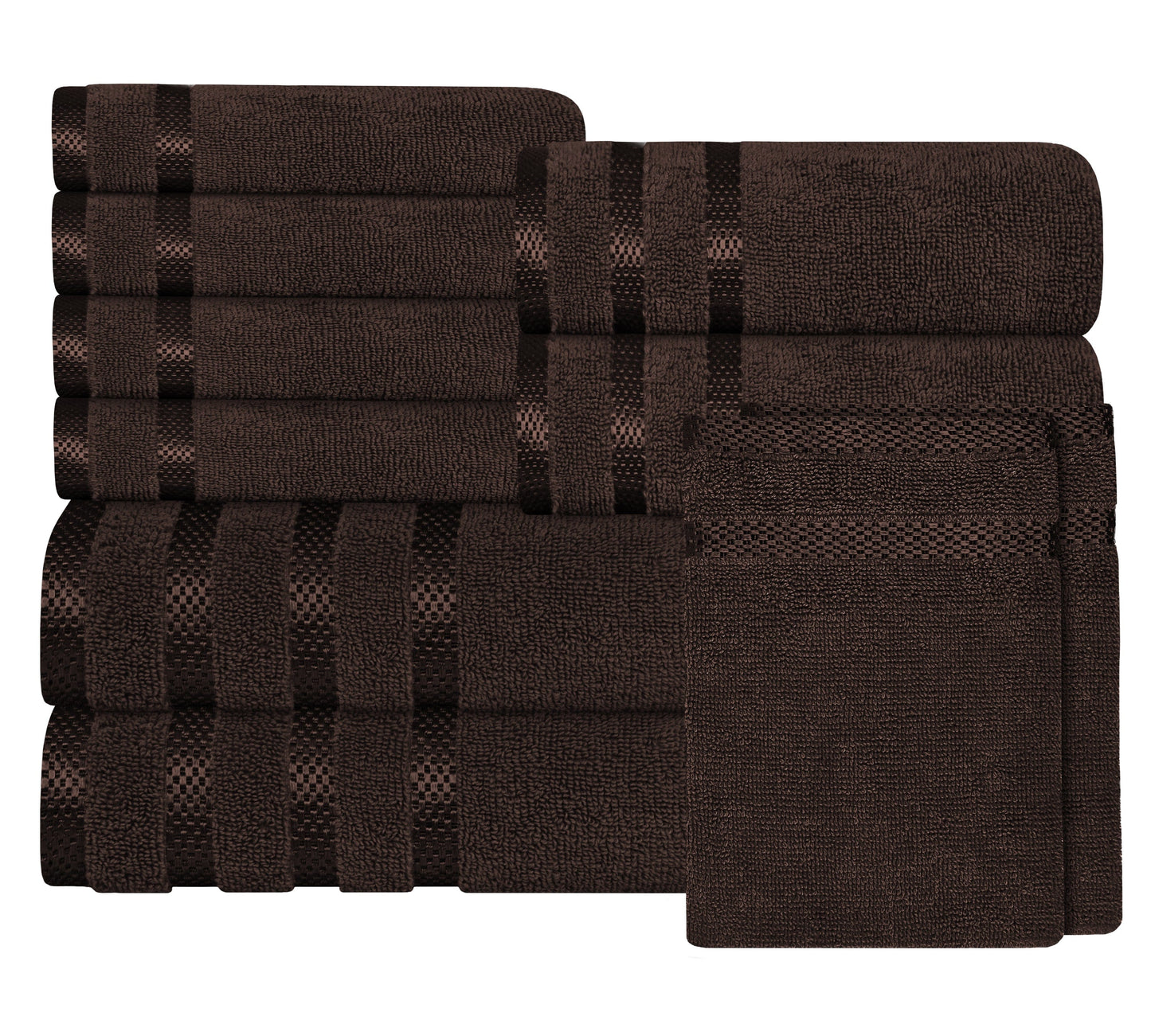 OLIVIA ROCCO Belmont Viscose Stripe Brown Towels 100% Cotton Hotel Quality Bath Towels