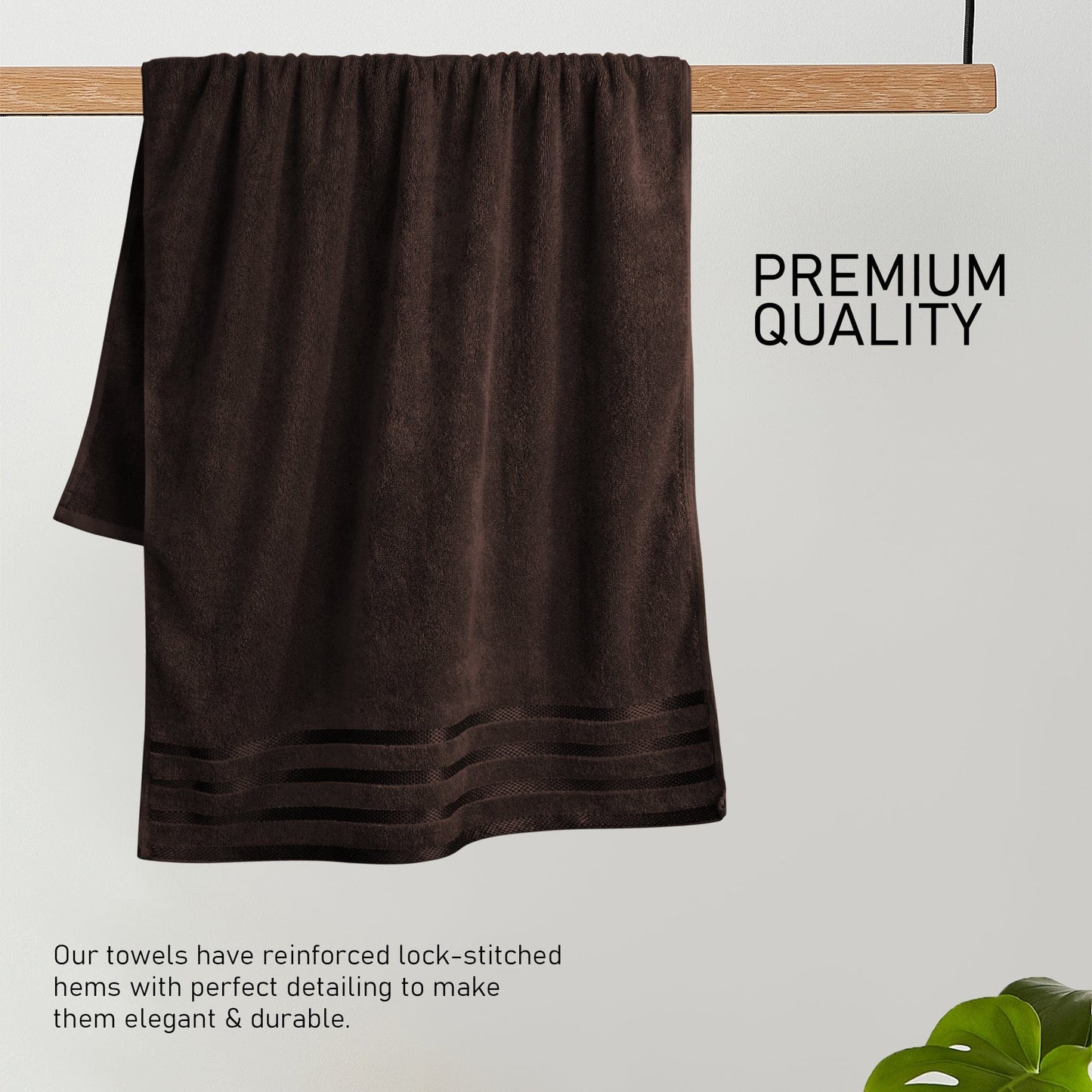 OLIVIA ROCCO Belmont Viscose Stripe Brown Towels 100% Cotton Hotel Quality Bath Towels