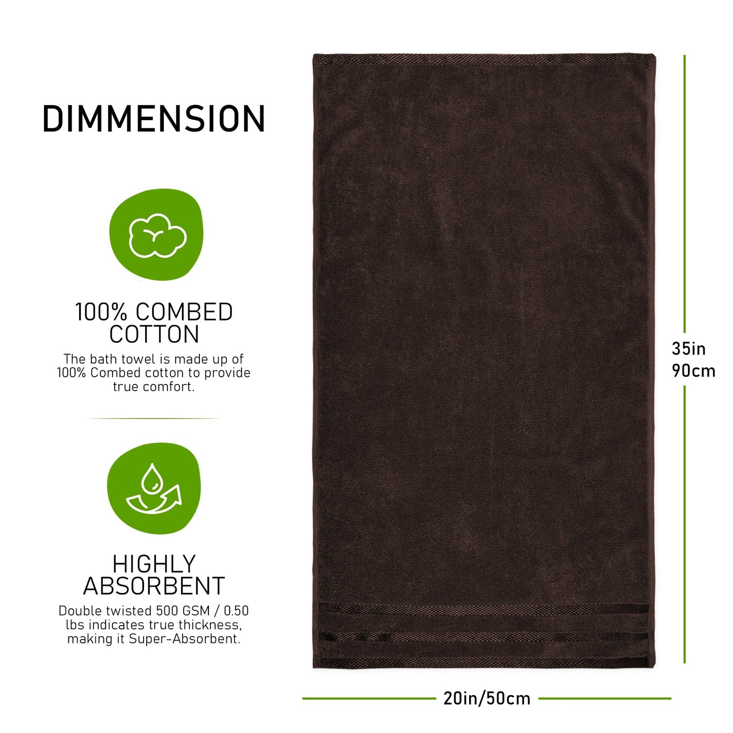 OLIVIA ROCCO Belmont Viscose Stripe Brown Towels 100% Cotton Hotel Quality Bath Towels