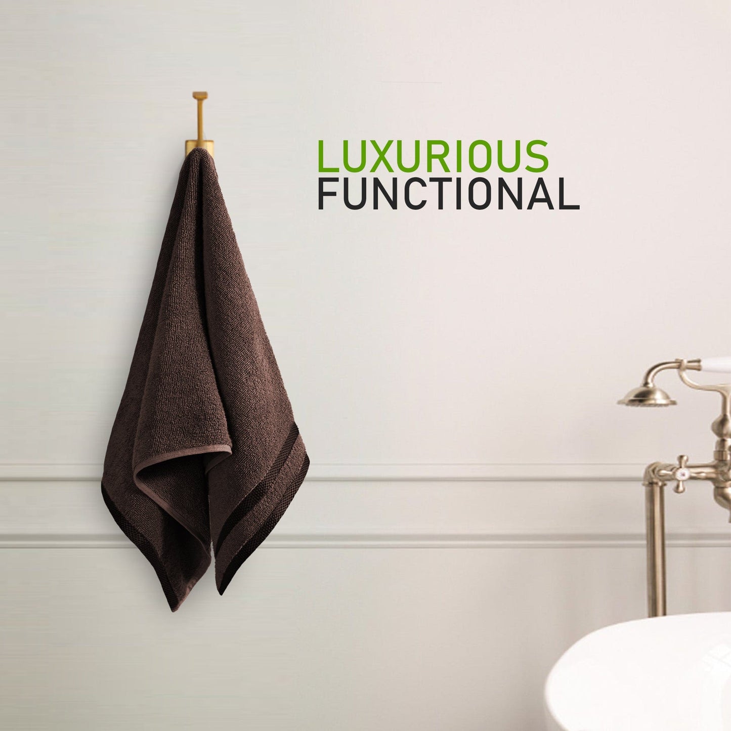 OLIVIA ROCCO Belmont Viscose Stripe Brown Towels 100% Cotton Hotel Quality Bath Towels