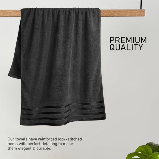 Belmont Viscose Stripe Grey Towels 100% Cotton Hotel Quality Super Absorbent 10 Piece Bale Set, 4 Hand Towel & 12 Face Cloths by OLIVIA ROCCO