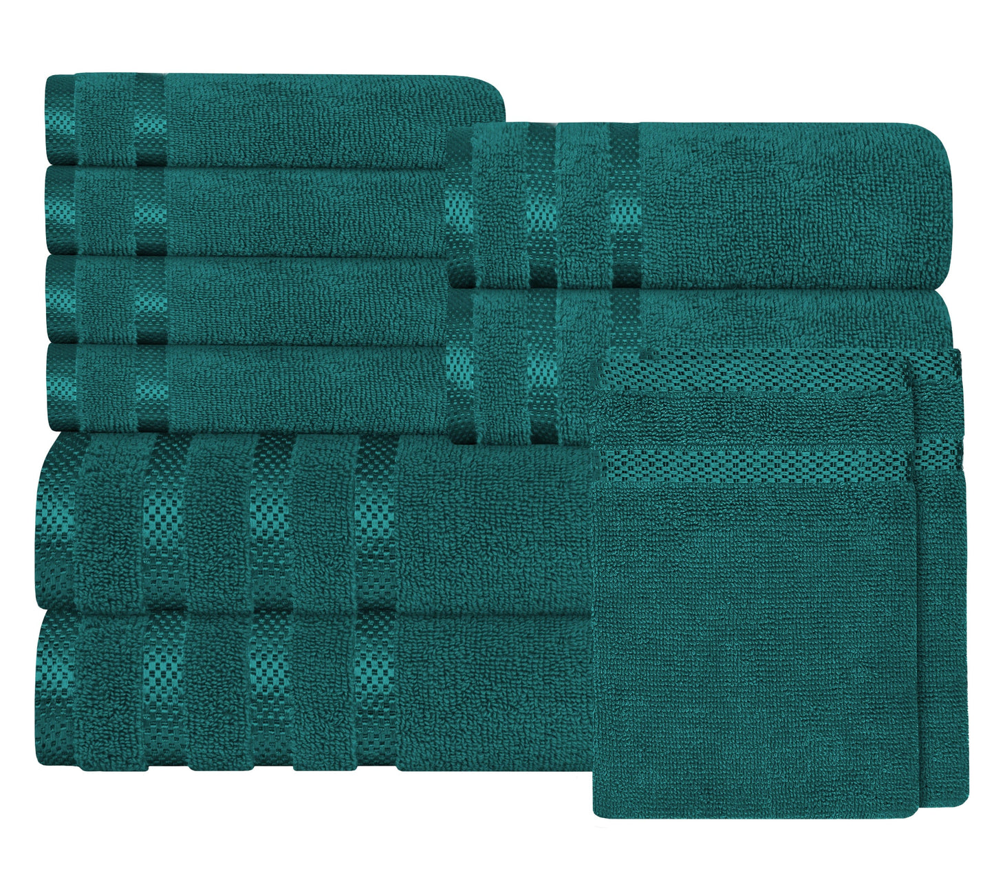 OLIVIA ROCCO Belmont Viscose Stripe Jade Green Towels 100% Cotton Hotel Quality Easy-Care Hotel-Quality Bathroom