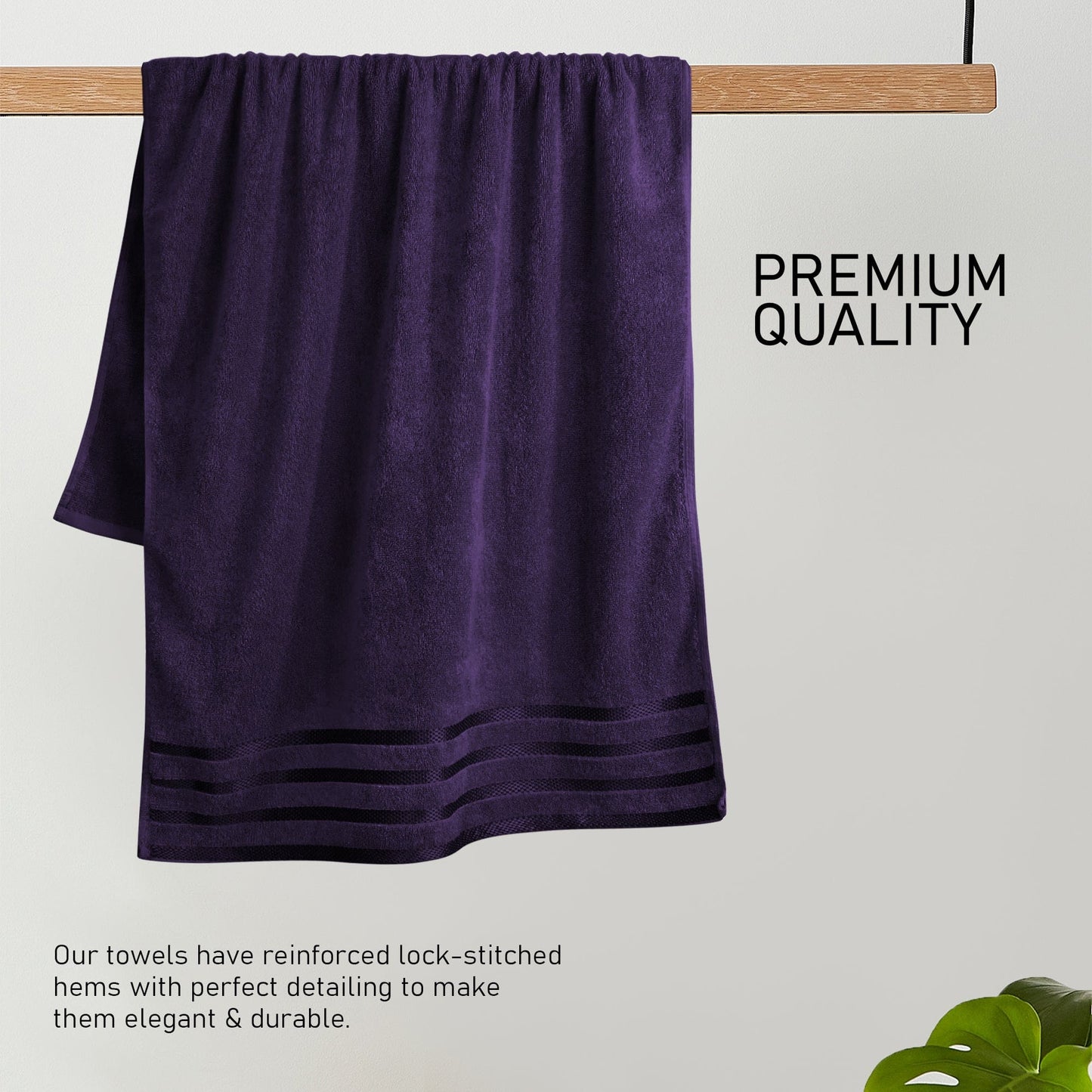 OLIVIA ROCCO Belmont Viscose Stripe Purple Towels 100% Cotton Hotel Quality Bath Towels