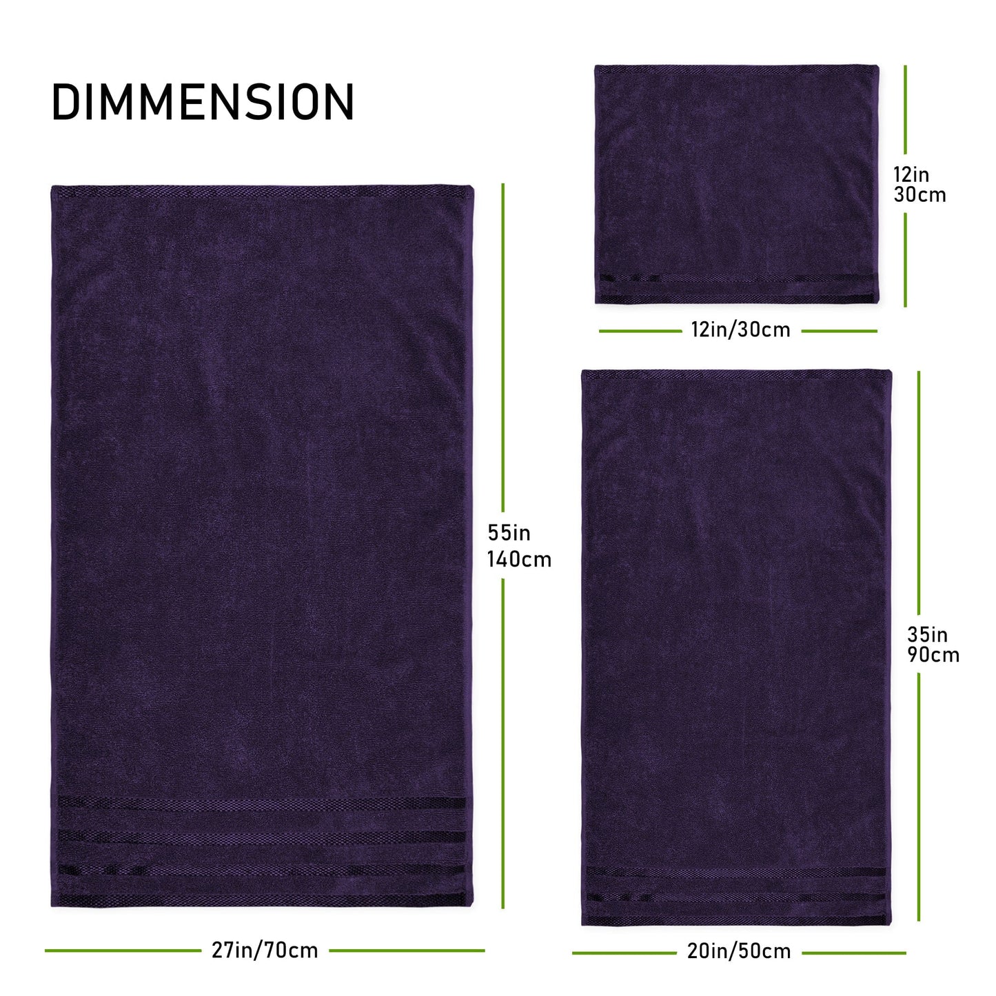 OLIVIA ROCCO Belmont Viscose Stripe Purple Towels 100% Cotton Hotel Quality Bath Towels