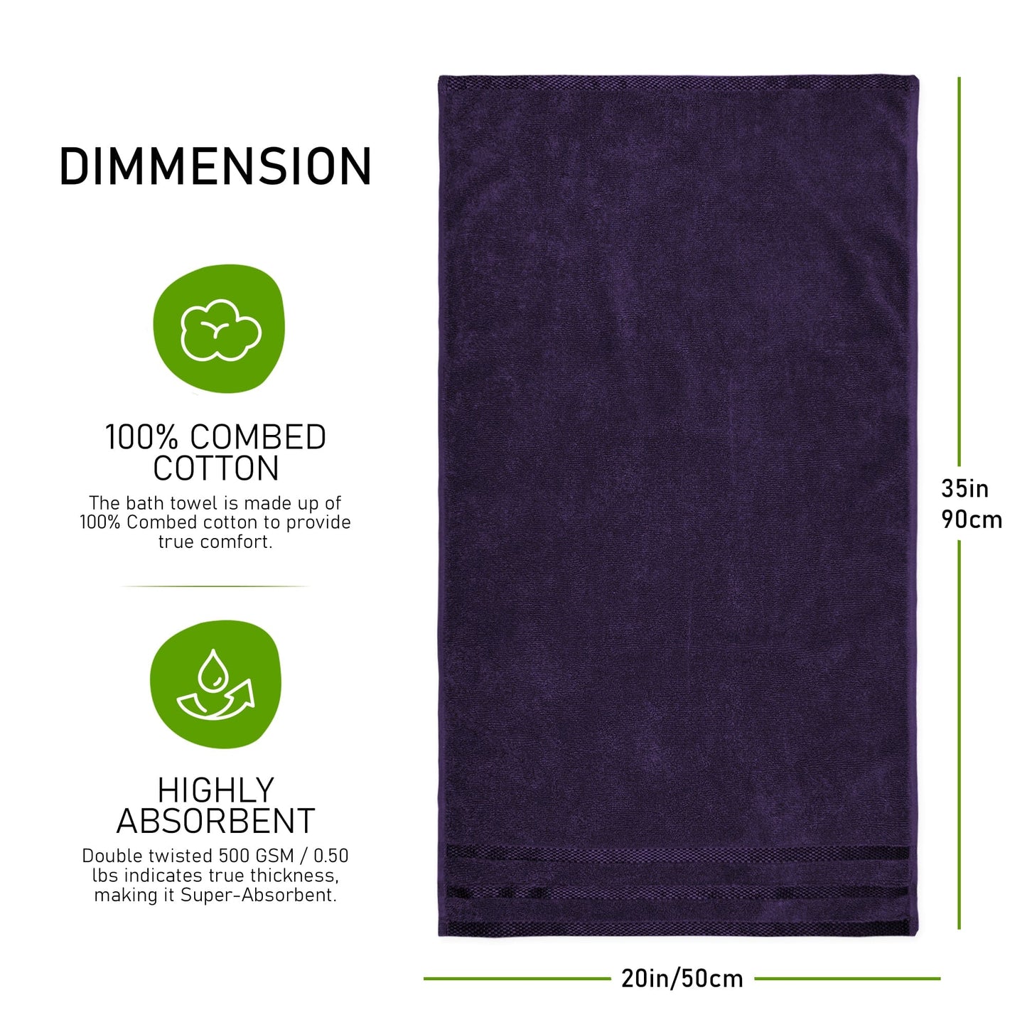 OLIVIA ROCCO Belmont Viscose Stripe Purple Towels 100% Cotton Hotel Quality Bath Towels