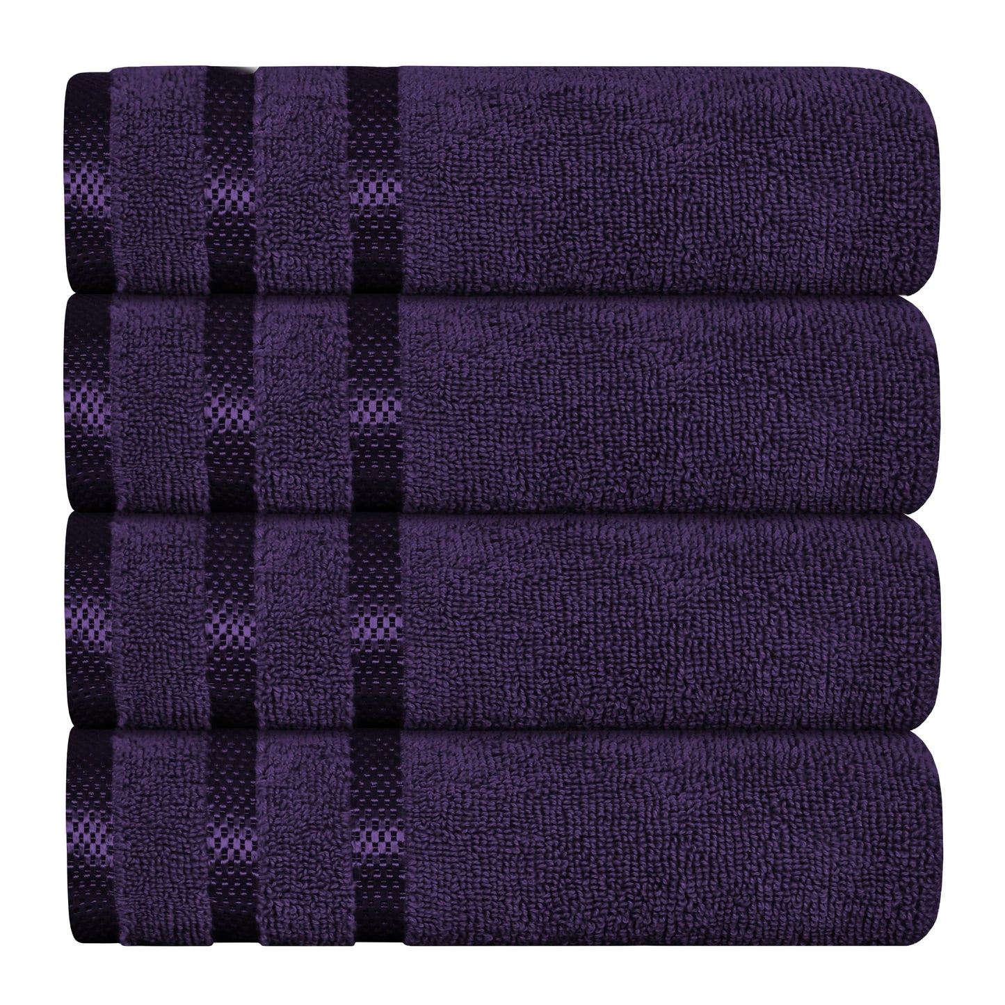 OLIVIA ROCCO Belmont Viscose Stripe Purple Towels 100% Cotton Hotel Quality Bath Towels