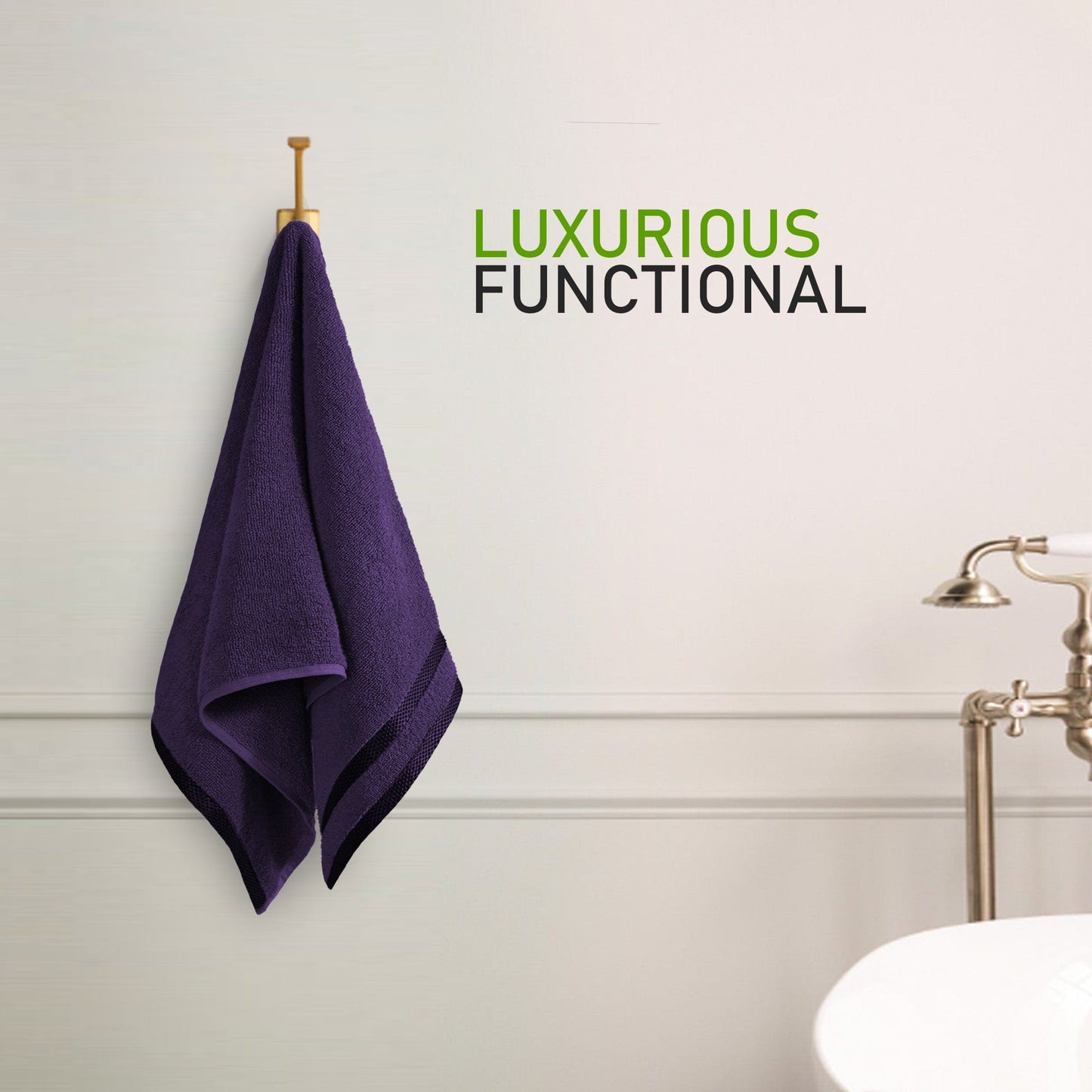 OLIVIA ROCCO Belmont Viscose Stripe Purple Towels 100% Cotton Hotel Quality Bath Towels
