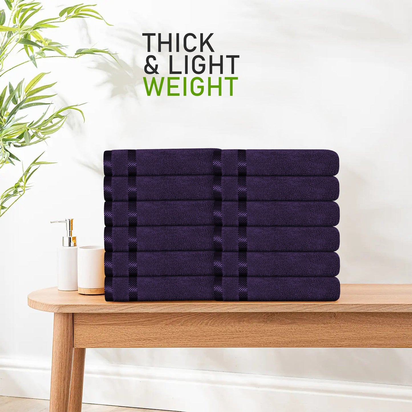 OLIVIA ROCCO Belmont Viscose Stripe Purple Towels 100% Cotton Hotel Quality Bath Towels