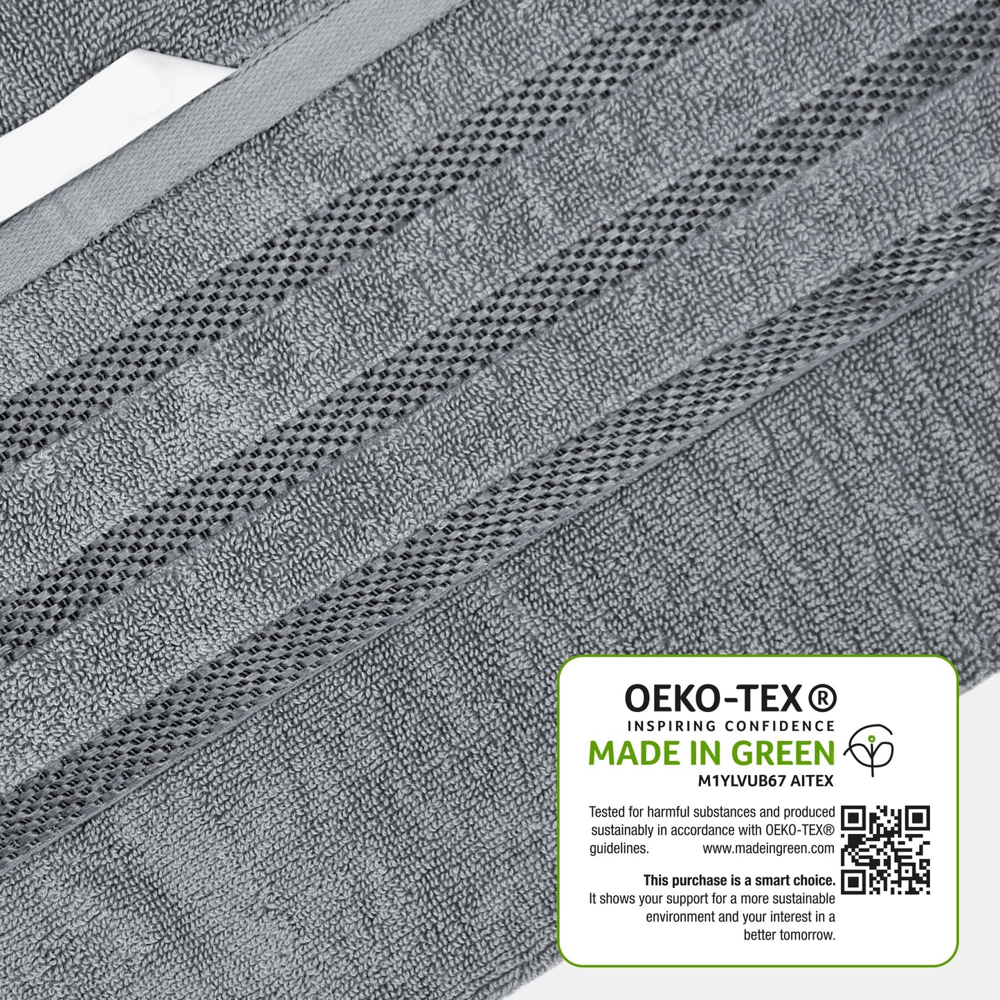 OLIVIA ROCCO Belmont Viscose Stripe Silver Towels 100% Cotton Quality Super Absorbent