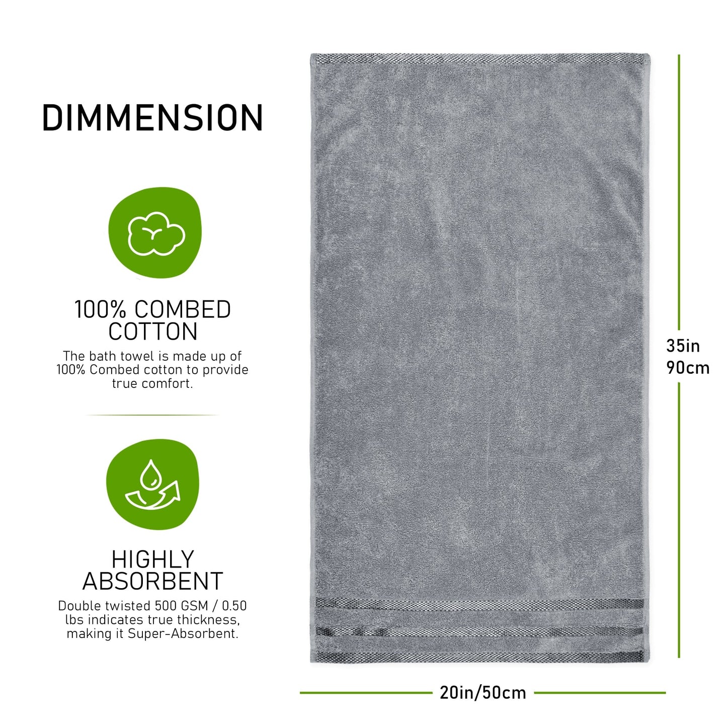 OLIVIA ROCCO Belmont Viscose Stripe Silver Towels 100% Cotton Quality Super Absorbent