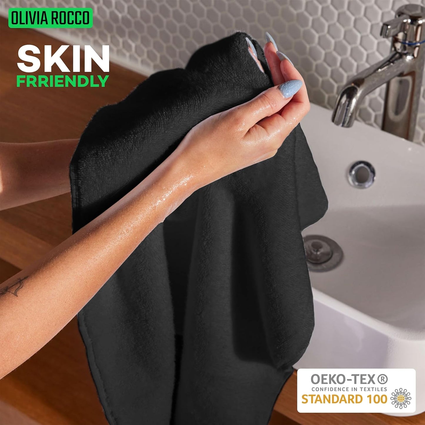 10 Piece Monaco Luxury Egyptian Cotton Towel Set 500 GSM with 4 Face Towels 4 Hand Towels 2 Bath Towels for Bathroom by OLIVIA ROCCO