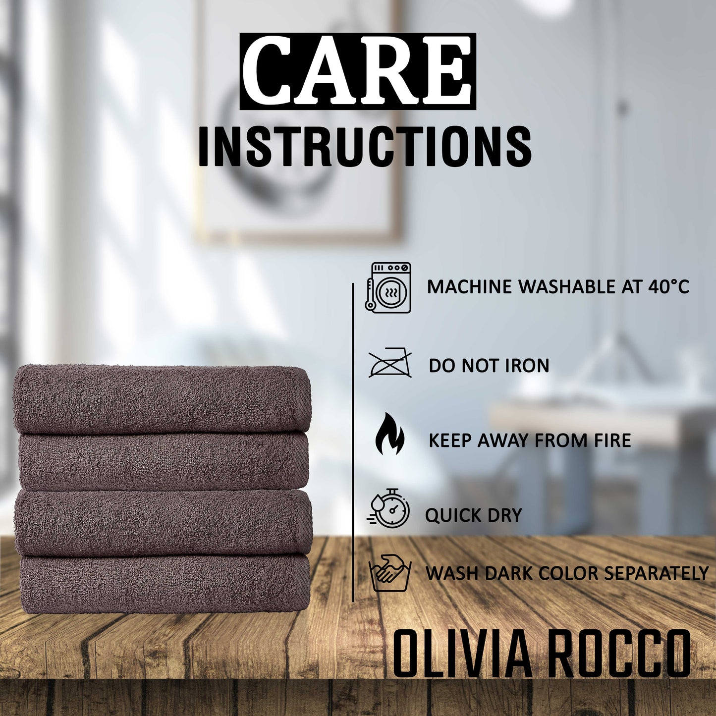 Pack of 4 Large Quick-Drying Lightweight Easycare Indus Valley Cotton Bath Sheets 80x140cm for Home Travel Gym Holidays Multiple Colours by OLIVIA ROCCO