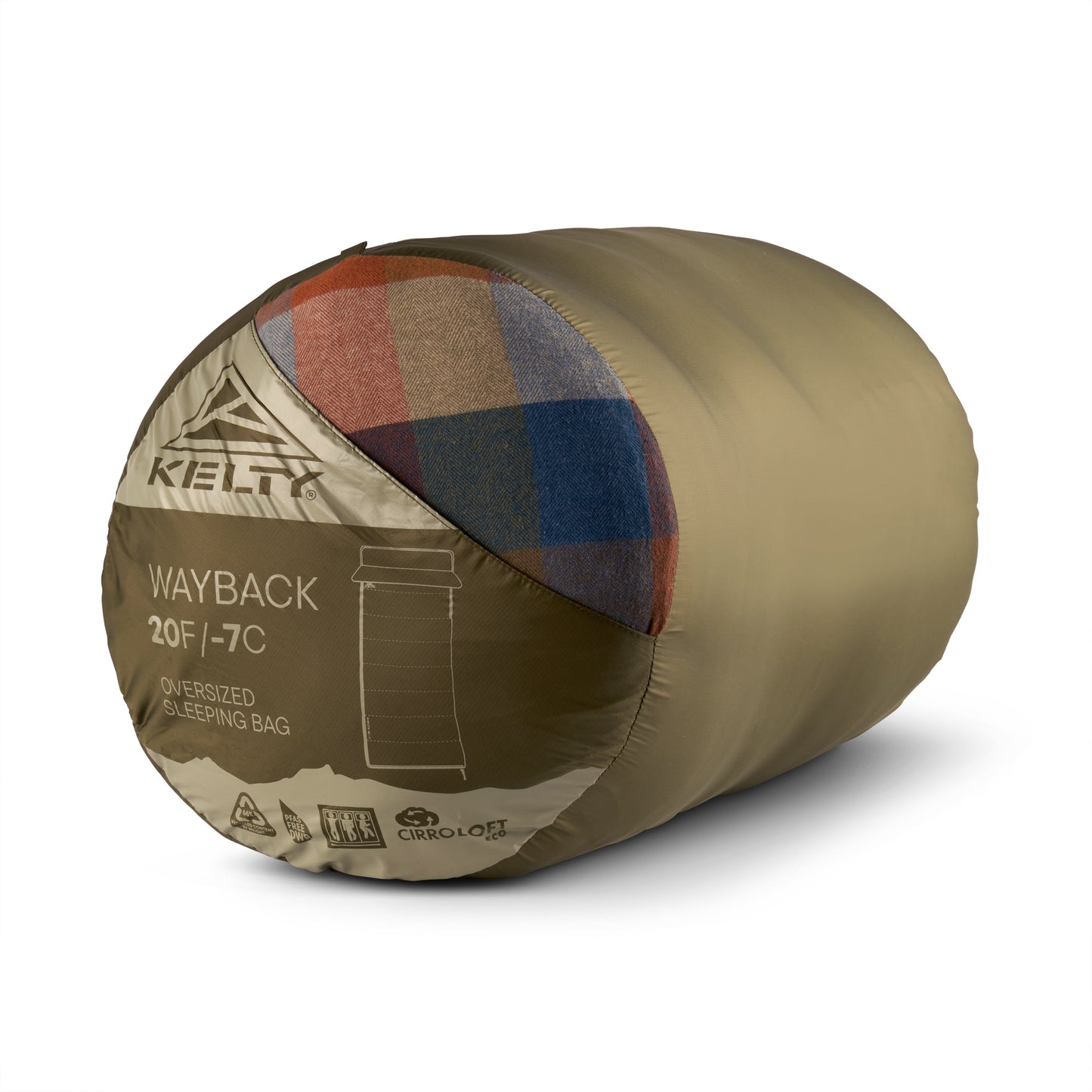 Kelty Wayback 20°F (-7°C) Synthetic Sleeping Bag - One Size - Burnt Olive