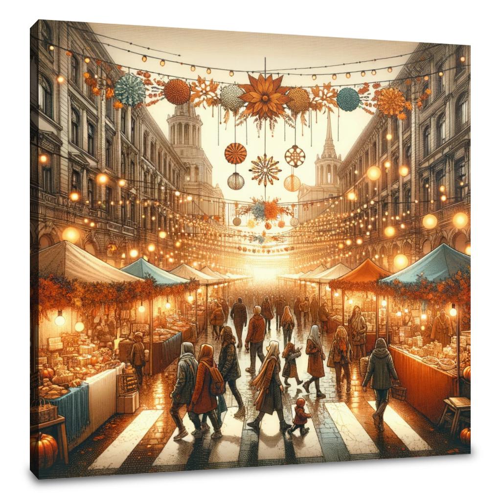 Autumn Festival Street Canvas