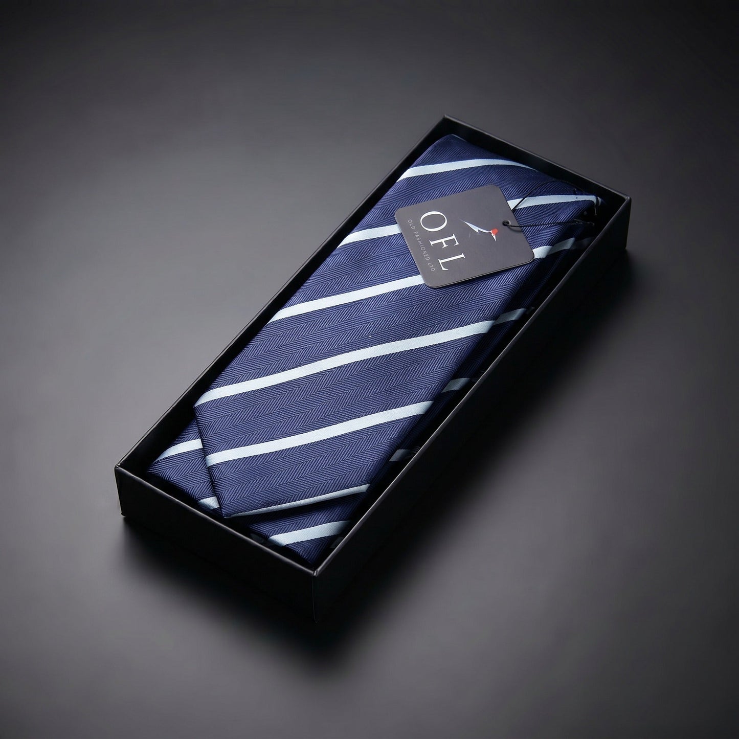Navy Blue & Light Blue Stripe Tie - Hawksmoor Edit
