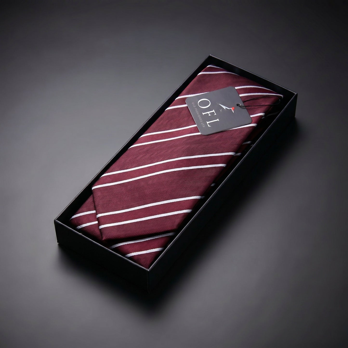 Burgundy & White Stripe Tie - Charleston Edit