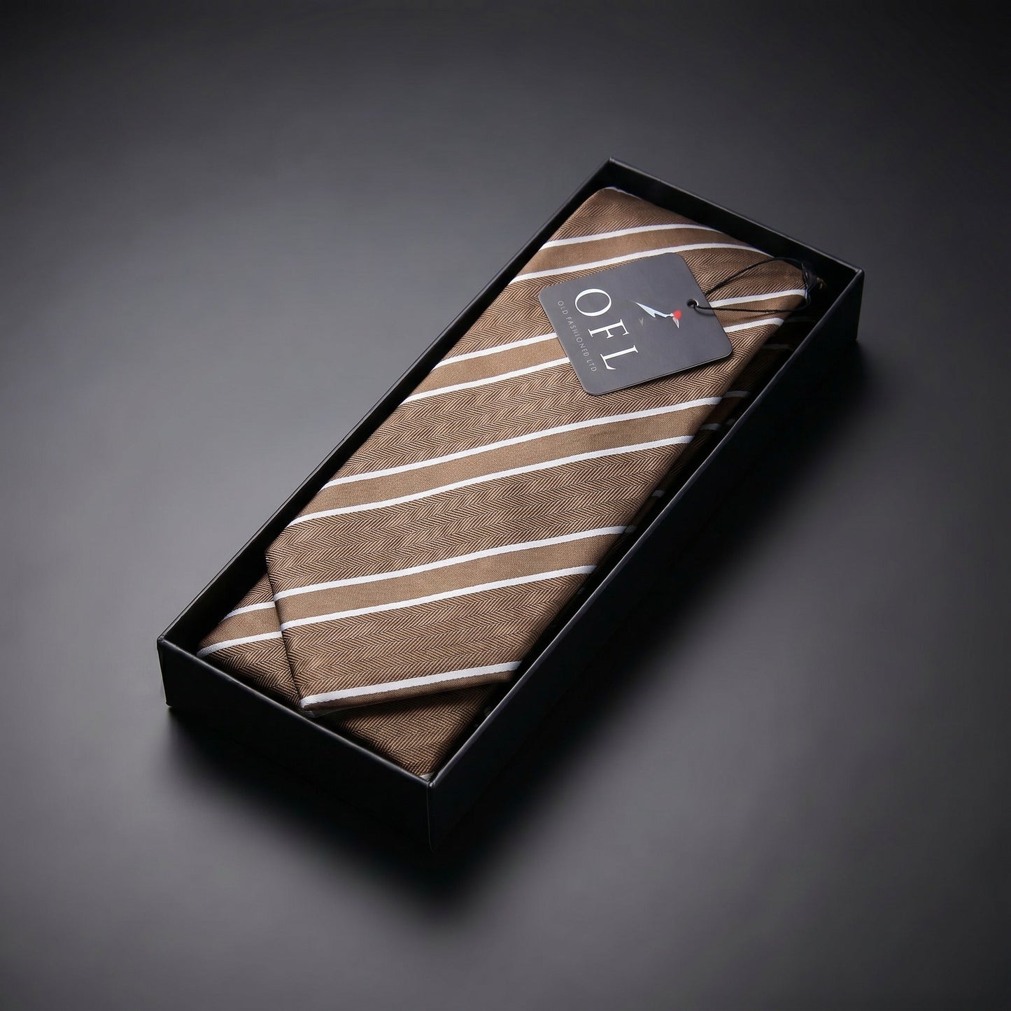 Mocha & White Stripe Tie - Charleston Edit
