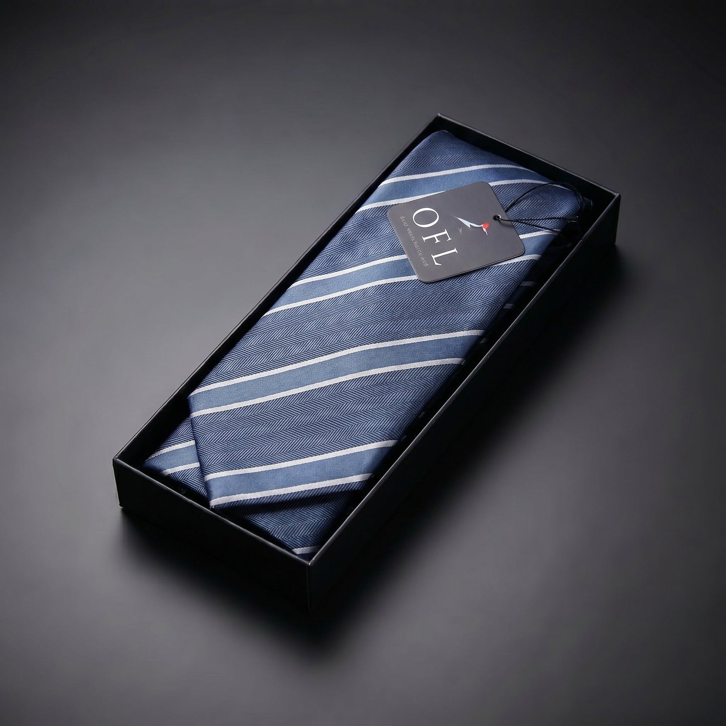 Steel Blue & White Stripe Tie - Charleston Edit