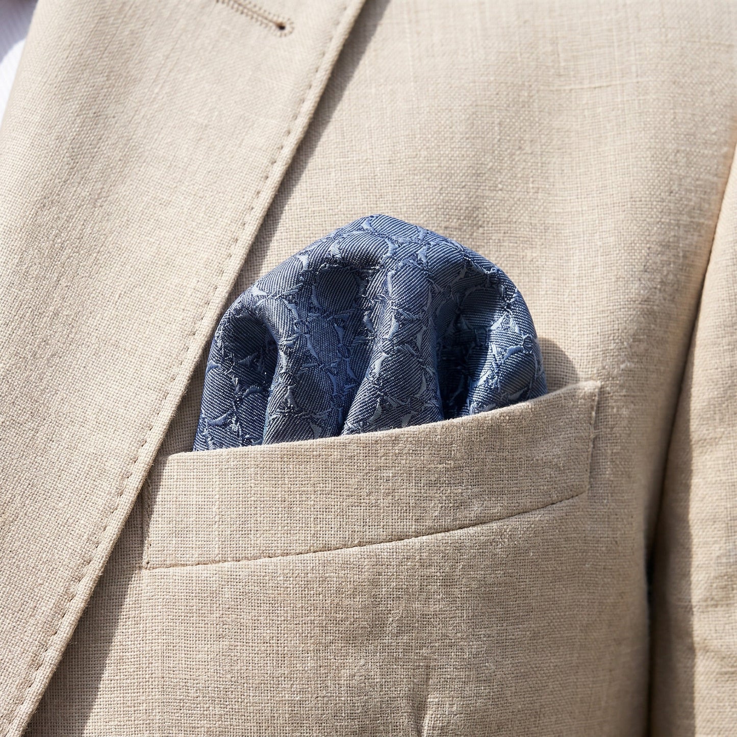 Steel Blue Textured Pocket Square
