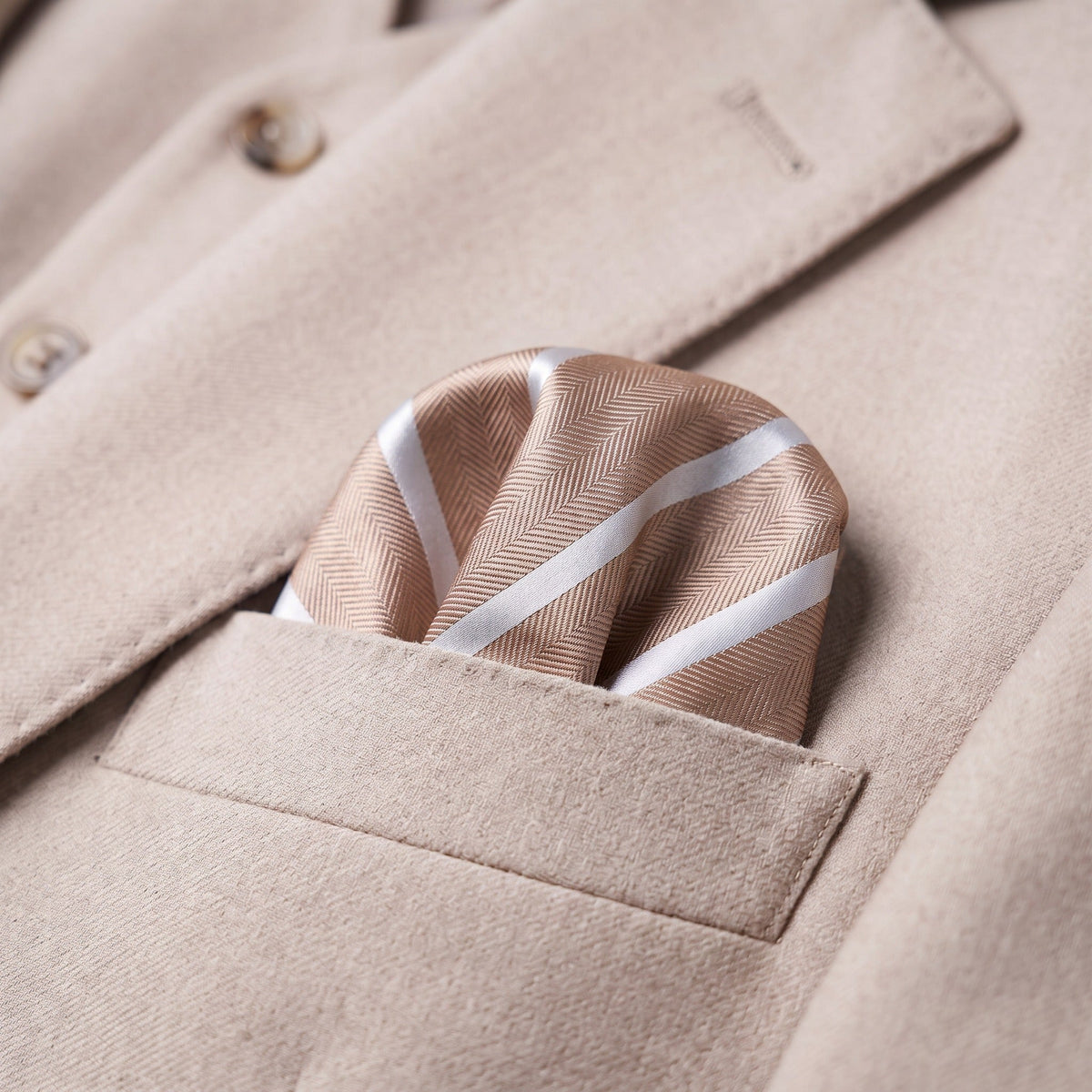 Cappuccino Stripe Pocket Square - Hawksmoor Edit