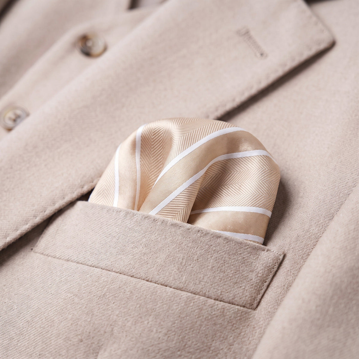 Pink Champagne Stripe Pocket Square - Charleston Edit