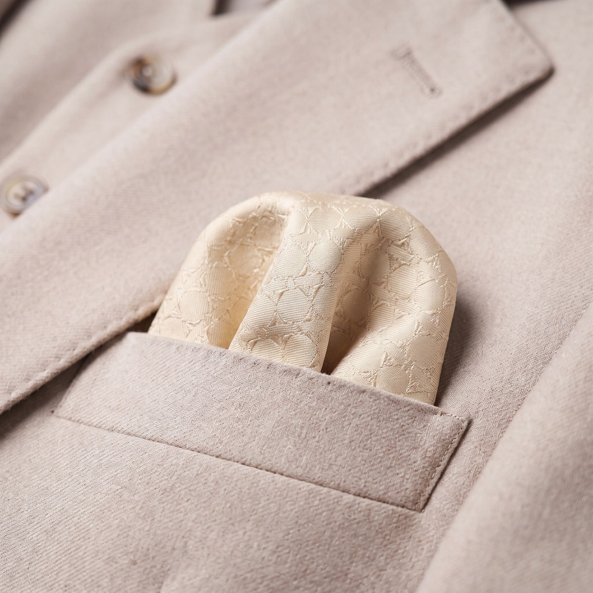 Beige Textured Pocket Square
