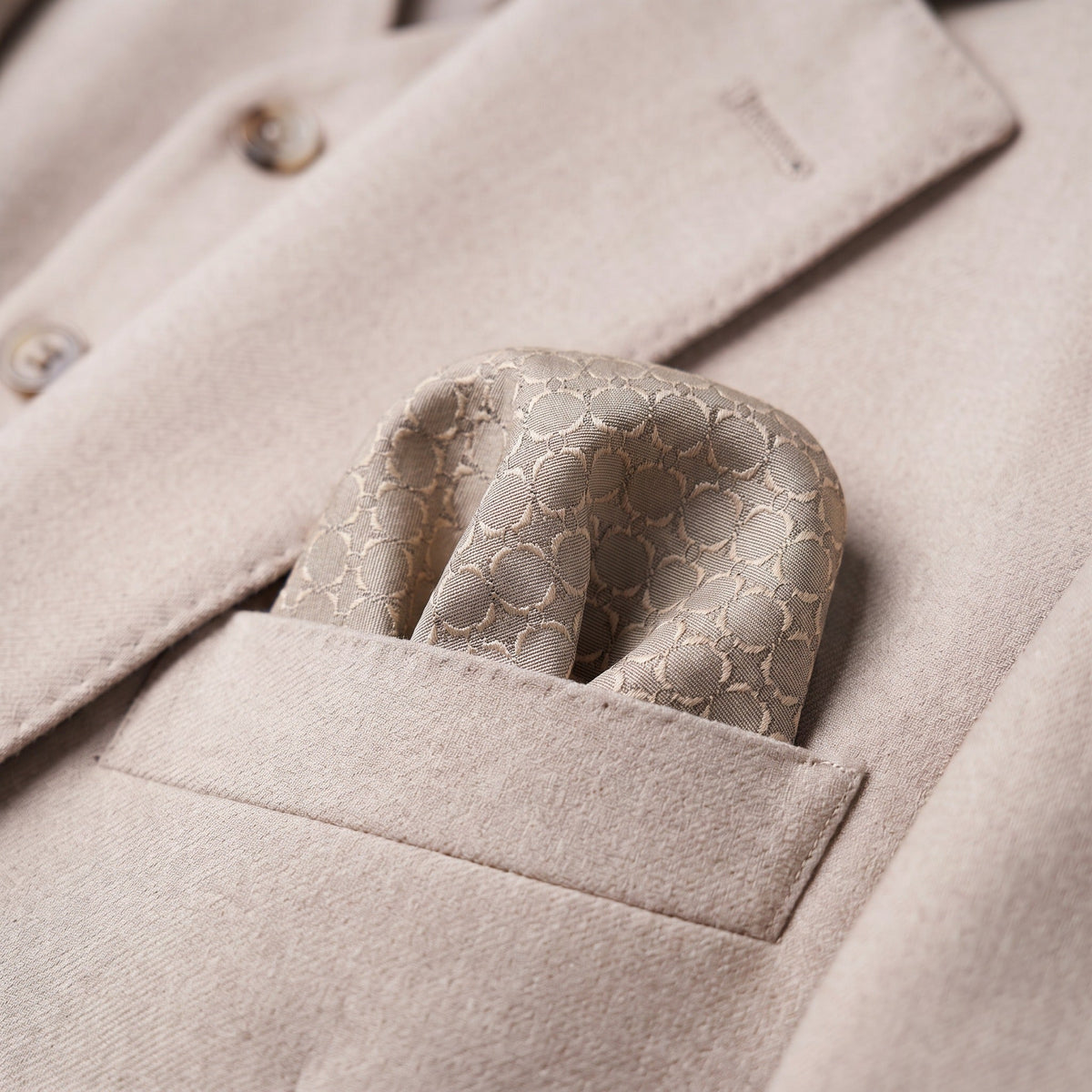 Dark Beige Textured Pocket Square