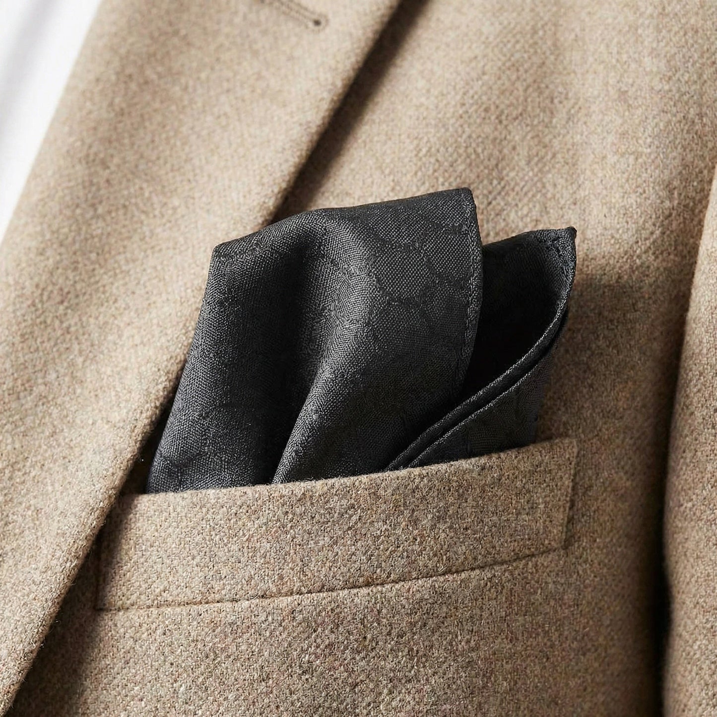 Black Noir Textured Pocket Square