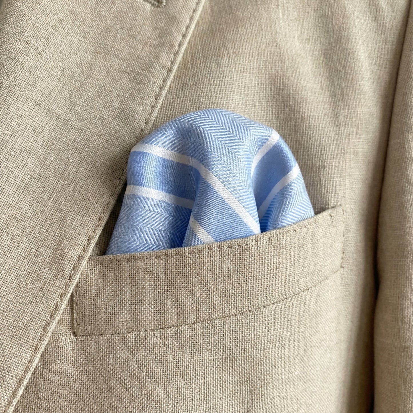 Light Blue & White Stripe Pocket Square - Charleston Edit
