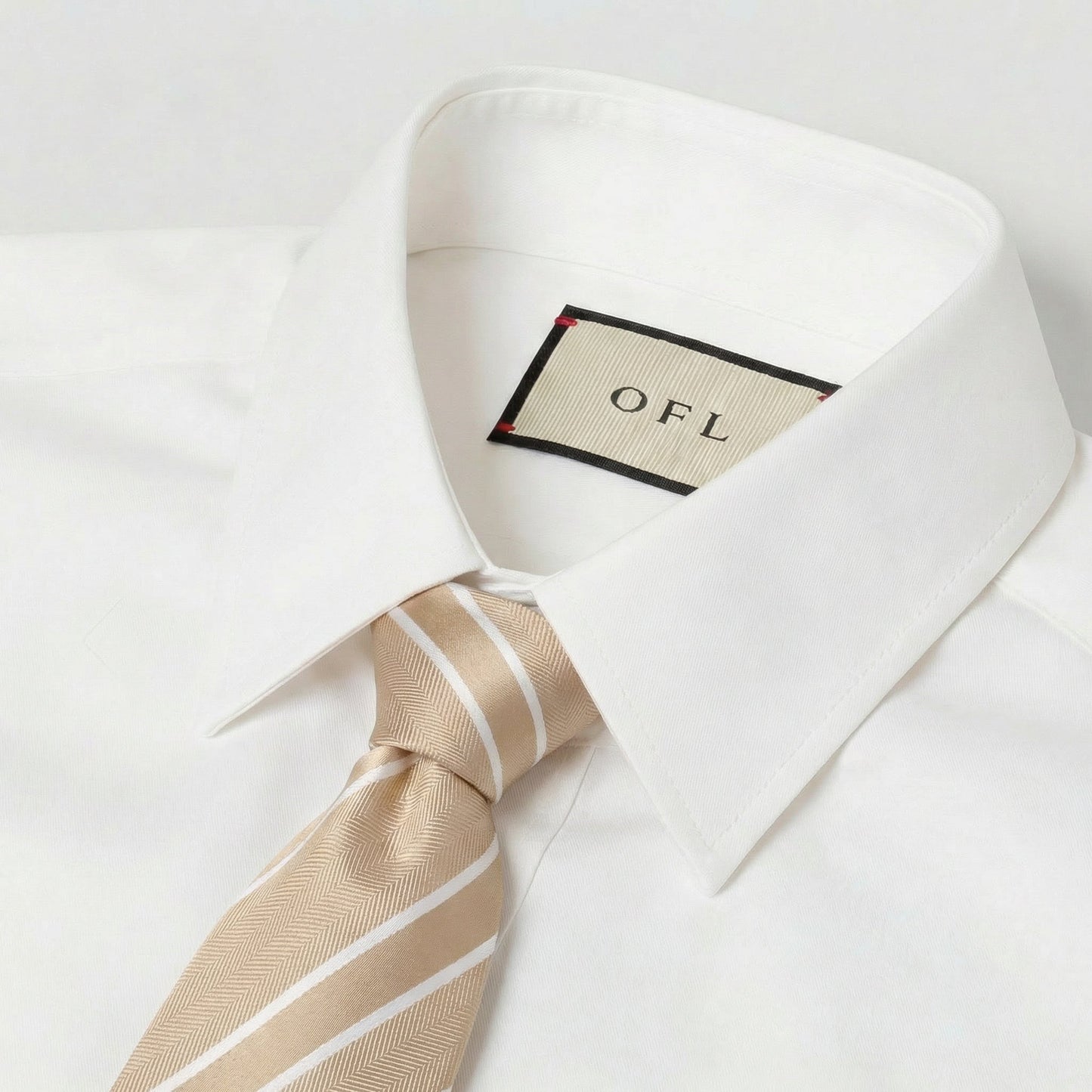 Beige & White Stripe Tie - Charleston Edit