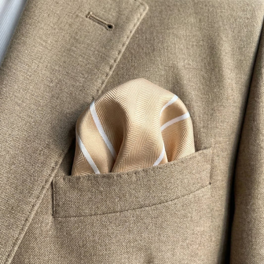 Pink Champagne Stripe Pocket Square - Charleston Edit