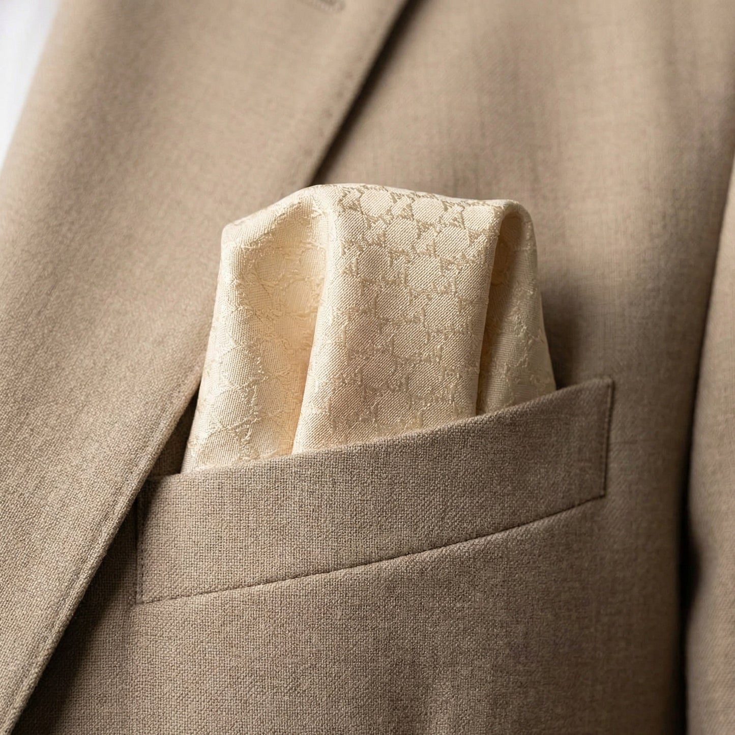 Beige Textured Pocket Square
