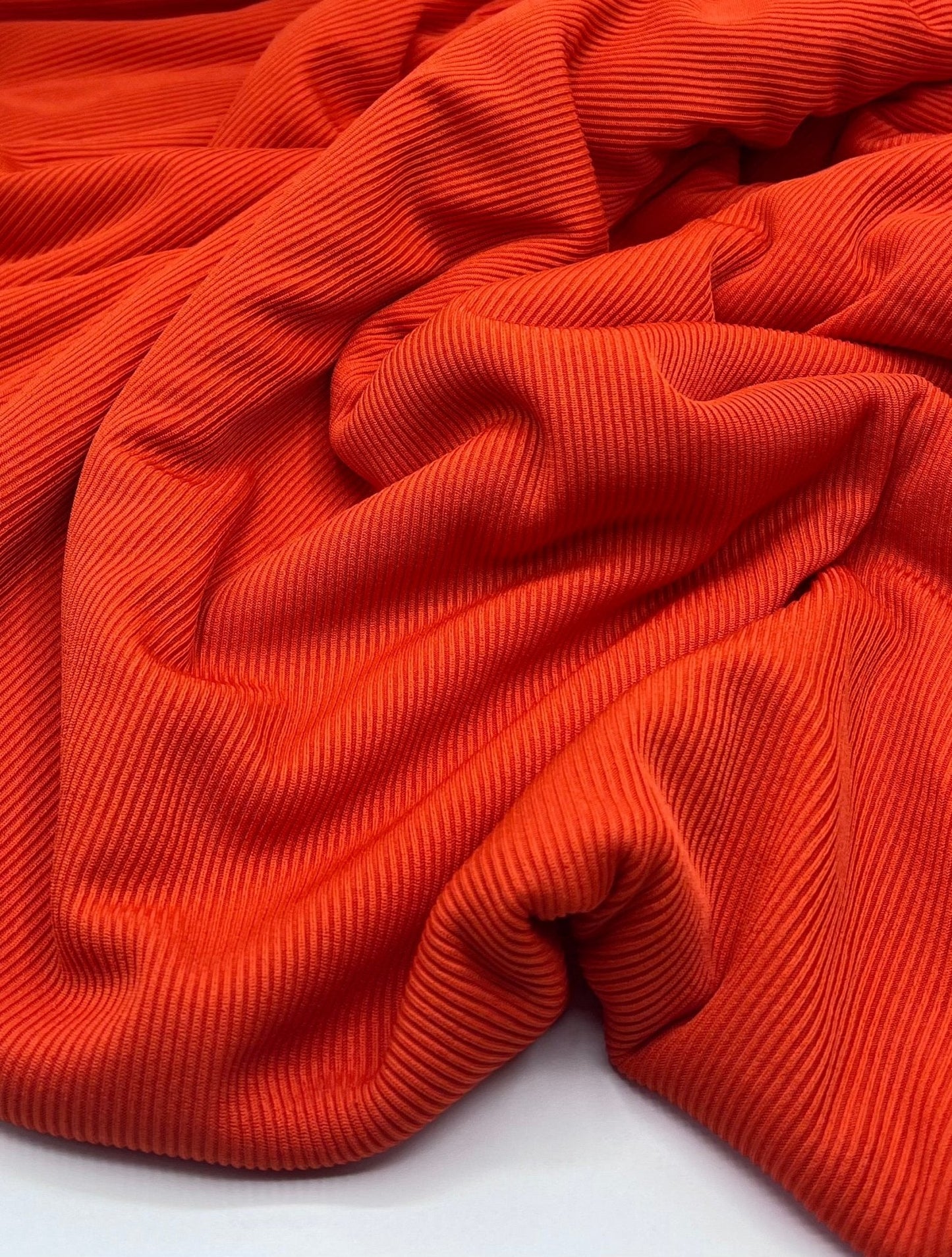 Orange 2X1 Fine Rib Stretch Fabric