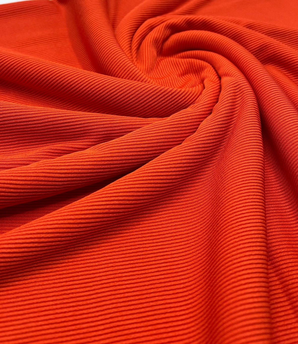 Orange 2X1 Fine Rib Stretch Fabric