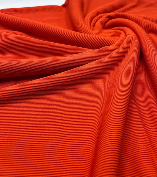 Orange 2X1 Fine Rib Stretch Fabric
