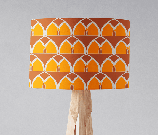 Orange and Yellow Drum Lampshade, Geometric Arches Design Shade for Table, Floor or Ceiling Pendant Light