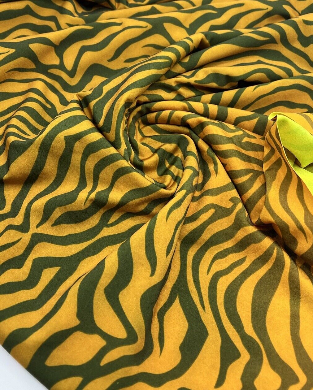 Orange Green Neon Zebra Swimwear / Sportswear 4 Way Stretch Fabric