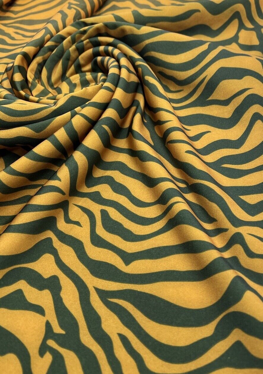 Orange Green Neon Zebra Swimwear / Sportswear 4 Way Stretch Fabric