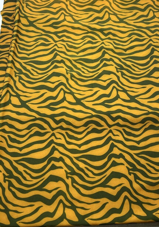 Orange Green Neon Zebra Swimwear / Sportswear 4 Way Stretch Fabric